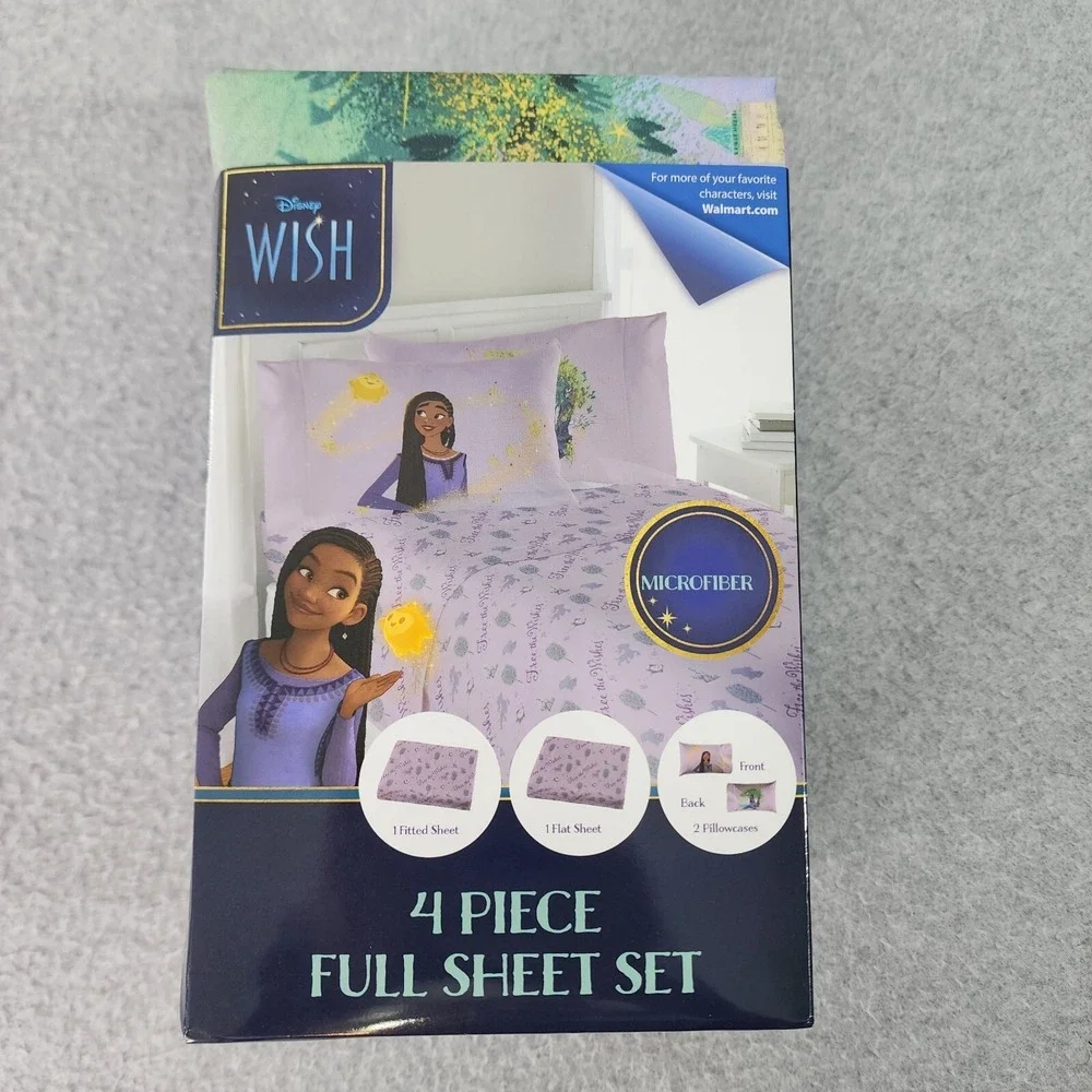Disney Four Piece Full Sheet Set Fitted/Full Sheets Two Pillows Cases Microfiber